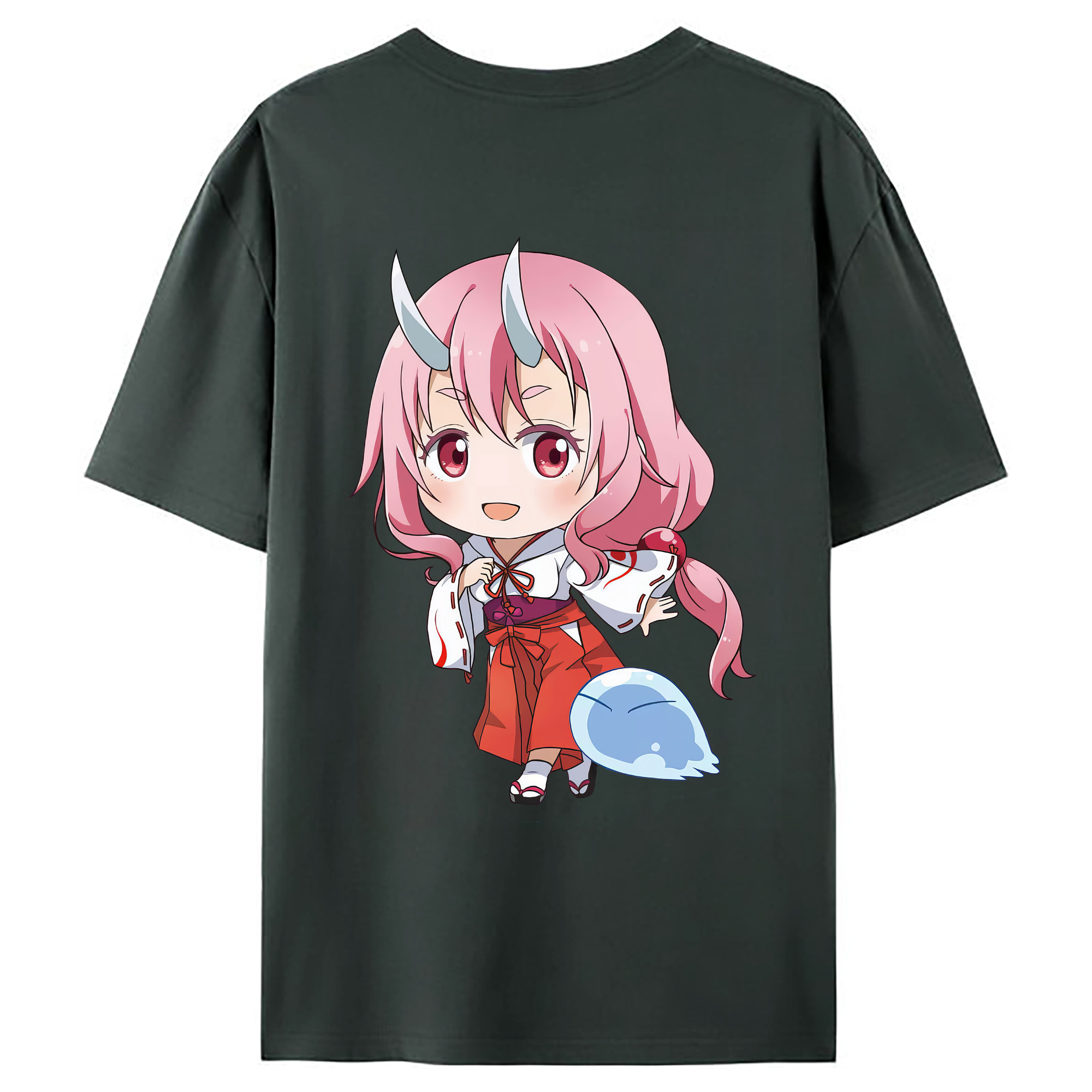（画像用） 転スラ Regarding Reincarnated to Slime 綿100％ メンズ半袖Tシャツ（バックプリント） 通気性